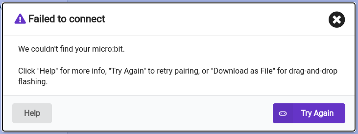 Micro:bit failed to connect
